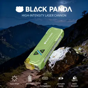 Black Panda-Portable Flashlight-Green-Soft Yellow Light Headlamp Flashlight for Comfortable Use_