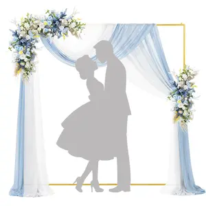 6.6FTx6.6FT Gold Wedding Arch Backdrop Stand Square Metal Rectangular Arch Frame for Ceremony Party Birthday Bridal Baby Shower Anniversary Arbor Balloon Decoration