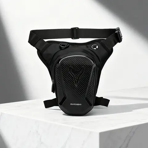 Waterproof Motorcycle Leg and Waist Bag, Waist Pack, Riding Waist Bag, Durable Fabric Belt Bag with Adjustable Shoulder Strap and Double-Zipper Compartments for Off-Road Bikes and Motorcycles