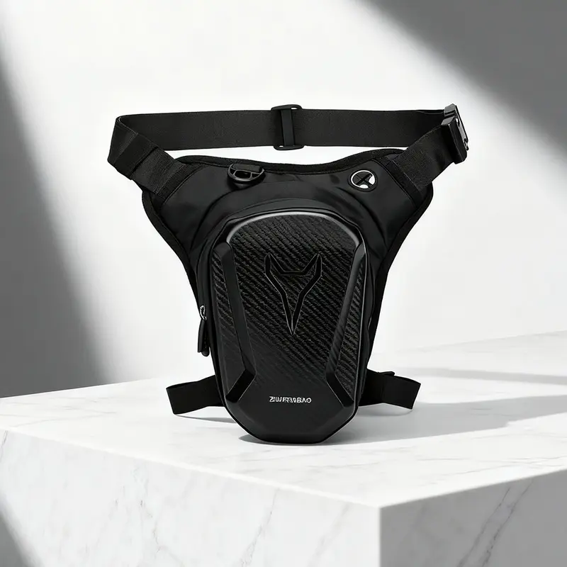 Waterproof Motorcycle Leg and Waist Bag, Waist Pack, Riding Waist Bag, Durable Fabric Belt Bag with Adjustable Shoulder Strap and Double-Zipper Compartments for Off-Road Bikes and Motorcycles