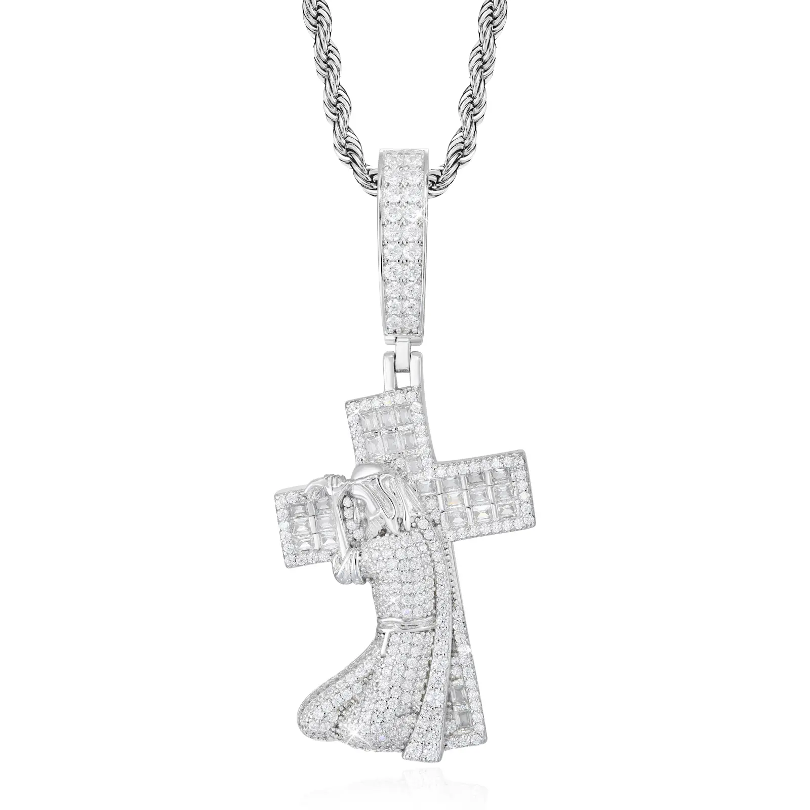 UCCIYO Jesus Cross Pendant P905 UCCIYO 18k Gold-Plated Lab-Created Moissanite S925 Sterling Silver Moissanite Pendant Necklace For Women Men Hip Hop Jewelry Gift【#P905】