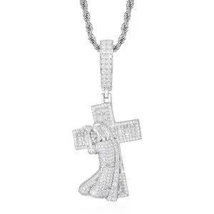 Jesus Cross Pendant UCCIYO 18k Gold-Plated Lab-Created Moissanite S925 Sterling Silver Moissanite Pendant Necklace For Women Men Hip Hop Jewelry Gift【#P905】