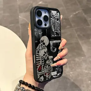 Chic Magnetic Case for iPhone11/12/13/14/15/16/promax Skull Love Collage MagSafe Ready, Anti-Slip, Ultra Thin | Aesthetic Touch for Daily Use