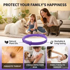 Protect Your Pets From Pests! 4-Pack Waterproof Flea Collars, Adjustable for All Sizes, Natural Plant Formula, Easy to Use