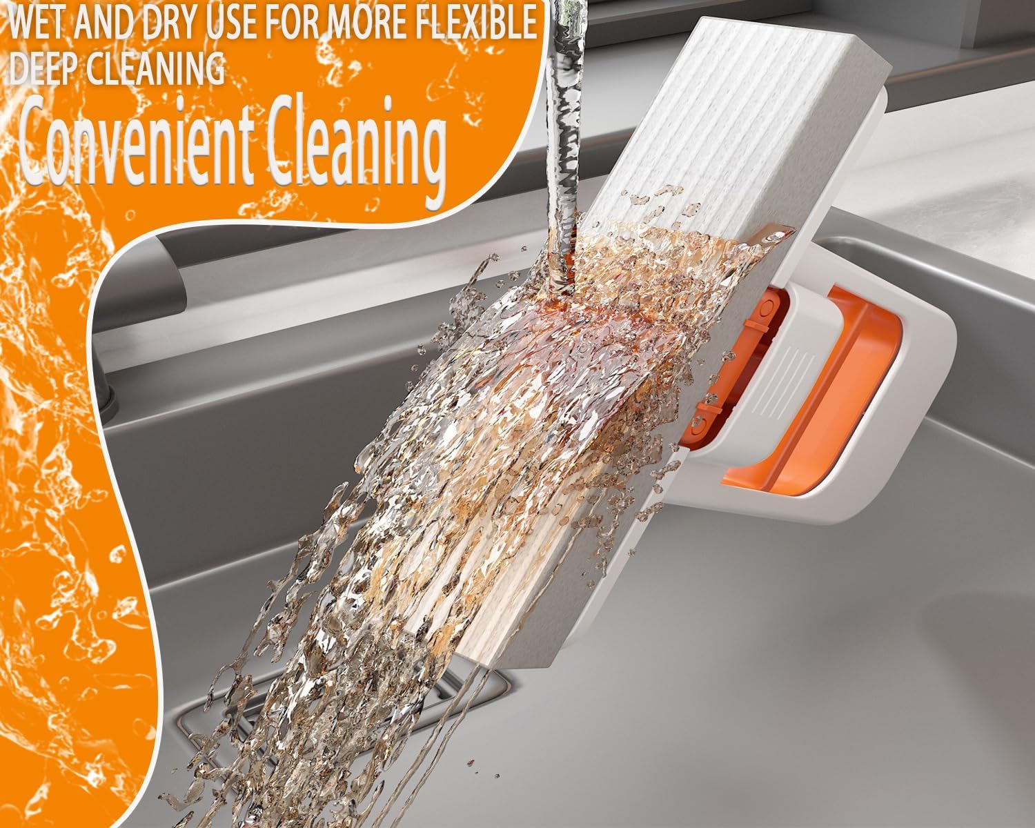 2026 New Mini Mop: Portable Self Squeezing Sponge Mop for Small Spaces, Bathroom Kitchen Desktop Glass Cleaning Gadgets, Wet & Dry Quick Clean Lightweight Compact Orange Can Stand or Hang