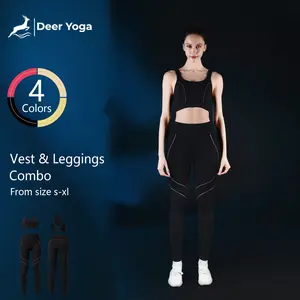 Deer Yoga Women's 2-piece reflective sports set Sports bra Elastic yoga fitness set Matching Pilates, running sportswear