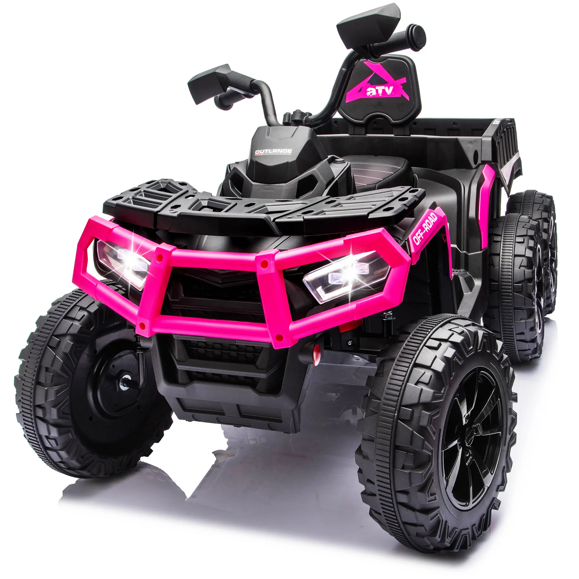 24V400W Two-seater Kids Ride On Six-wheel XL ATV,Six-wheel Suspension,Waterproof Integrated Control Panel w/Music&Bluetooth&Light Switch&Power Display,Extra Large Rear Storage Bucket For Kids Aged 3-8
