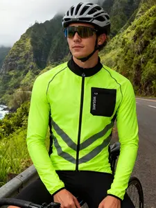 WOSAWE Men's High Visibility Cycling Wind Jacket Water Resistance Reflective Windbreaker