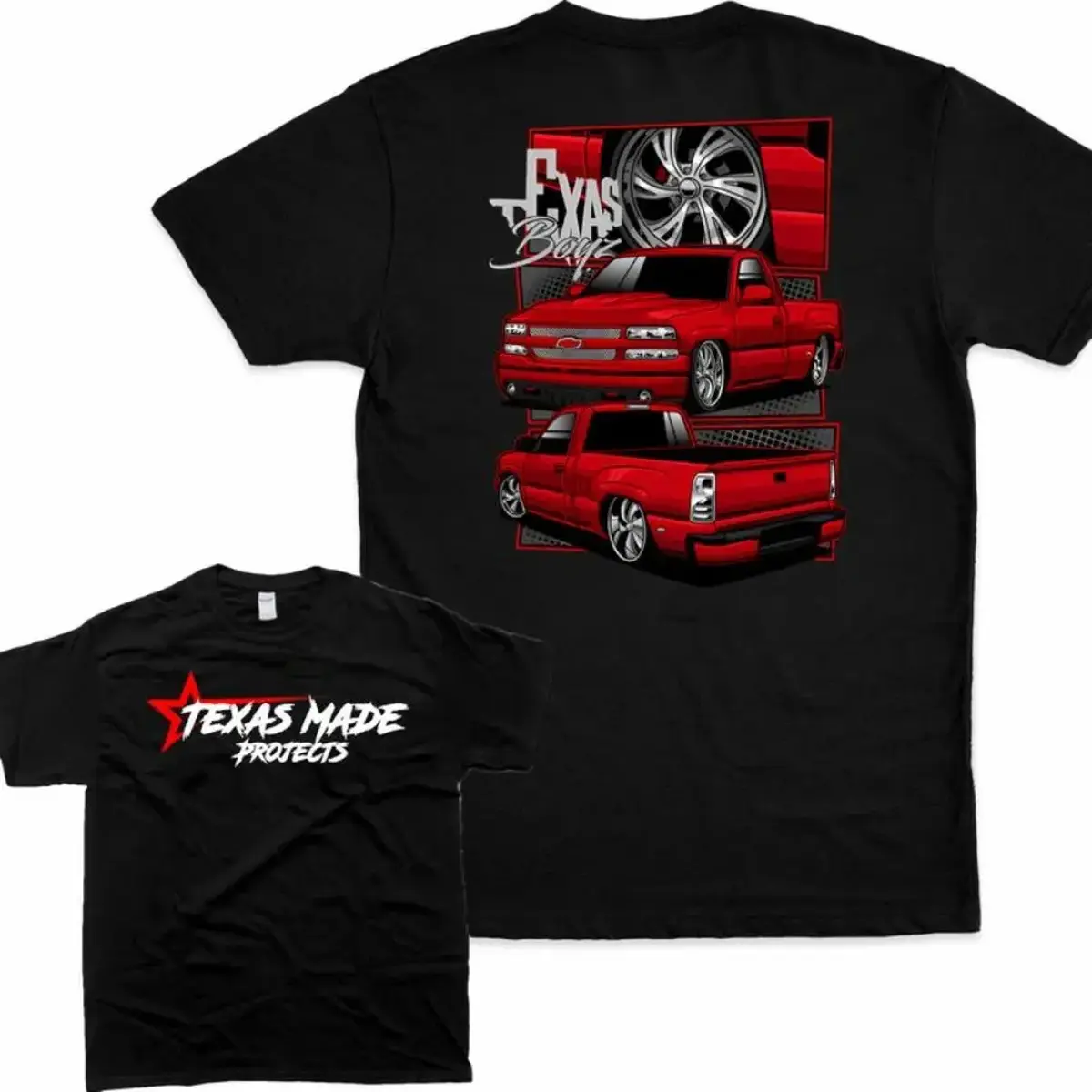 Women's Unisex Texas Truck Culture Double-Sided Print Casual Round Neck Oversized Lowrider Streetwear T-Shirt Tops