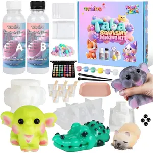 Taba Squishy Kit - Make Slow-Rising Fufu Soft Squishies with Animal Molds & A:B Ratio Liquid Silicone Gel for Crafting Lovers (14oz)