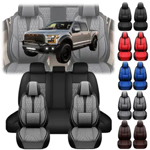 Fits For Ford F150 F250 F350 F450 2009~2023 Car 5 Seat Covers Pick-up Full Set Premium Leather Front Rear Cushion Protector Pad Mat with 3D Lumbar Pillow 5 Sit Pickup, Waterproof Breathable Non-Slip Easy Installation Full Surround Design with Storage Bag