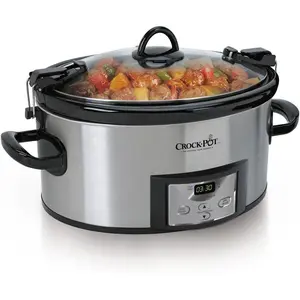 Crock-Pot 6 Quart Cook & Carry Programmable Slow Cooker with Digital Timer Stainless Steel (CPSCVC60LL-S) pack of 1