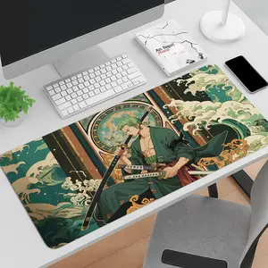 Anime Mouse Pad, Vintage Japanese Desk Mat, XXL Zoro Inspired Desk Mat, Aesthetic Cartoon Desk Pad