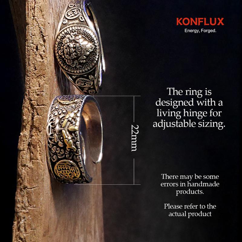 KONFLUX Pi Xiu Huang Caishen Ring Set Wealth Gods Duo Chinese Mythology Jewelry Gift Set For Men Business KONFLUX Pi Xiu Huang Caishen Ring Set Wealth Gods Duo Chinese Mythology Jewelry Gift Set For Men Business