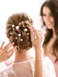 18-Piece Set Artificial Pearl Metal Hair Pins for Women, Elegant Wedding Party Banquet Accessories, Perfect for Brides and Special Occasions