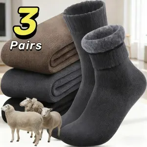 3/10 Men's Thick Fleece Snow Socks for Winter Double Pack Warm Soft Fluffy Essential for Outdoor Work Leisure Heartwarming Gift for Husband Father or Boyfriend