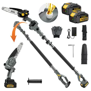 SOARFLY 2-in-1 Telescopic Pole Saw & Mini Chainsaw | Cordless Tree Pruner with 2 Batteries & 10FT Reach for Branch Trimming