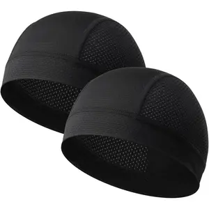 2 Pack Summer Skull Cap, Breathable Cooling Beanie, Moisture Wicking Liner for Running Cycling Hat for Men Women, Lightweight Under Hat Cap
