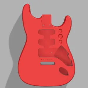 3D Printed JGV3D Stratocaster Guitar Body, Custom Design, Red, Light Weight