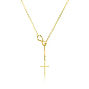 FUNSANNY Cross Necklace Gold Dainty Infinity Non Tarnish&Waterproof Necklace Simple Minimalist Cross Chain Choker Trendy Faith Cross Necklace
