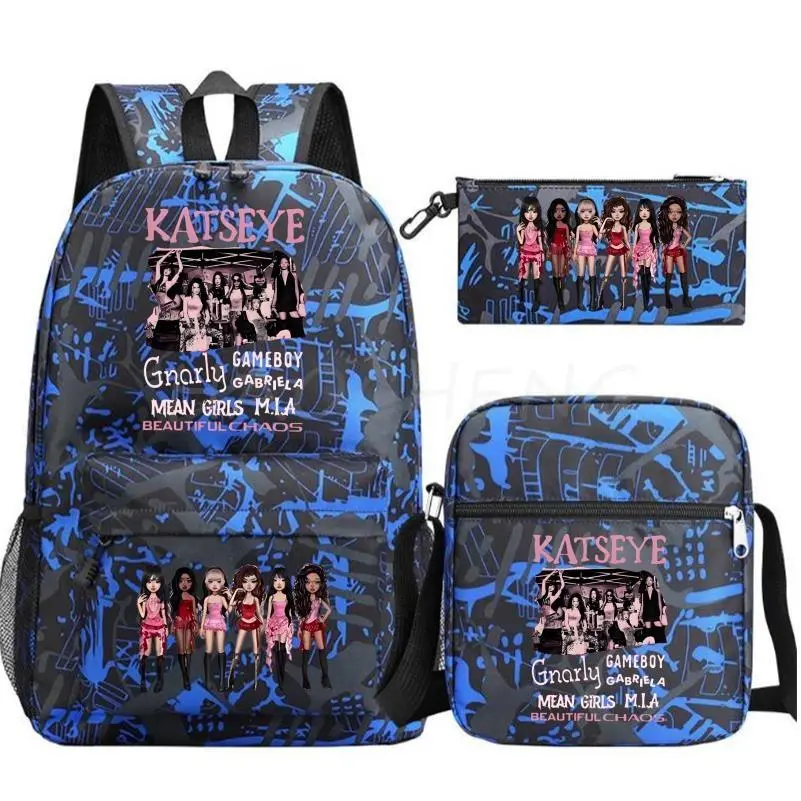 Hot Katseye Funny Print School Bags Backpack Laptop Teenager Boys Girls Schoolbags 3Pcs/Set Back To School Best Gift