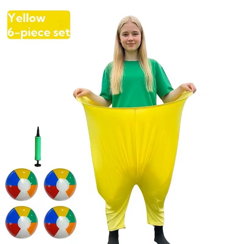 6 Pcs Granny Pants Yard Game, 2025 New Funny Giant Stretchy Pants, Granny Pants Outdoor Game with 4 Bouncy Balls & 1 Pump & 1 Granny Pant ( Random Color )