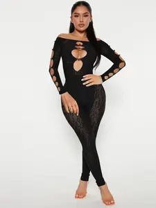 Women's Leopard Print One-Shoulder Bodycon Jumpsuit, Elegant Pearl Buckle Design, Tight-Fitting Summer for Women, Slim, Spring