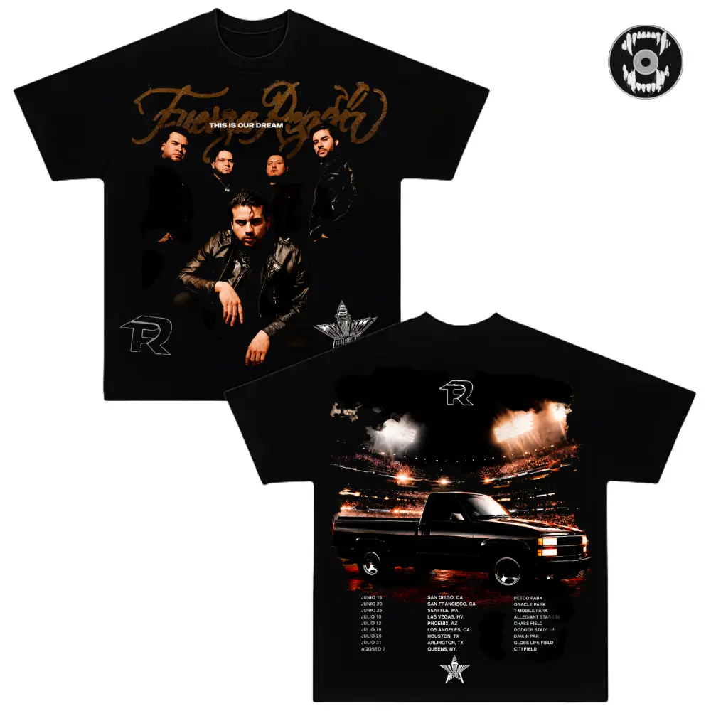 Fuerza Regida This Is Our Dream Double-Sided Tour T-Shirt, Regional Mexican Music Concert Tee, Corridos Band Graphic Shirt, Vintage Tour Dates Fan Merch, Unisex Cotton Oversized Streetwear, Latin Music Apparel, Retro Graphic Tee, Gift for Music Fans