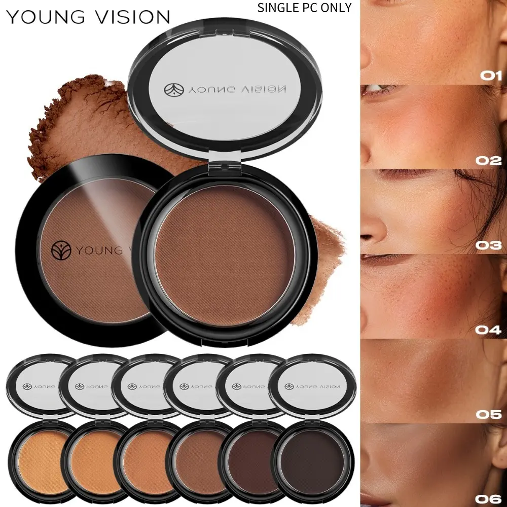 YOUNG VISION Six-Color Matte Bronze Contour Palette, Bronzer Powder, Bronzed Glow Up, Smooth Application, Highlights Forehead and Nose, Multi-Use for Defined Face Shape
