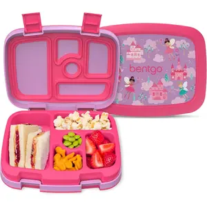 Leak-Proof, 5-Compartment Bento-Style Kids Lunch Box-Ideal Portion Sizes for Ages 3-7, Durable, Drop-Proof, Dishwasher Safe, & PFAS & BPA-Free Materials (Fairies)
