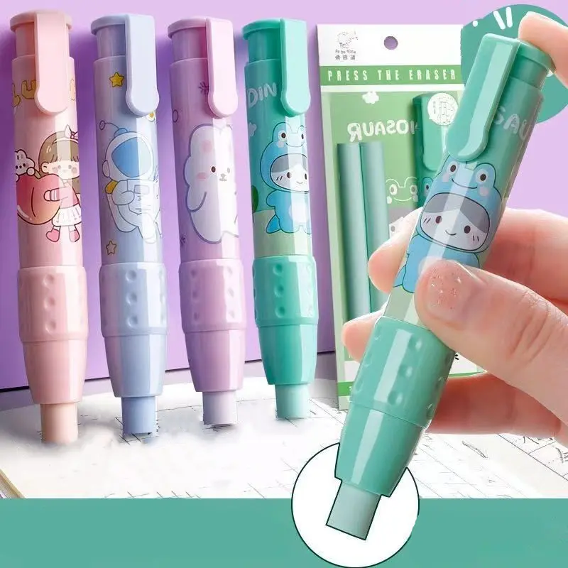 Cute Cartoon Push-Pull Eraser, No Shavings, Clean Wiping, Fun Creative Eraser for Kids and Students, Ideal for School Use, Stationery