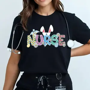 Easter Nurse T-shirt, Bunny Nurse T-shirt, Easter Gift For Nurse, Easter T-shirt For Nurse, Easter Medical T-shirt, Easter Nursing T-shirts Tshirt Round Neck