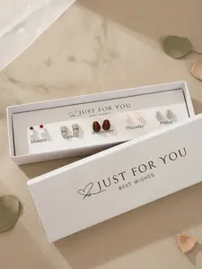 Coffee Bean Mini Food Luxurious Alloy Stud Earrings Set, Cute Cartoon Design, Steel Chain, All Seasons Gift Box