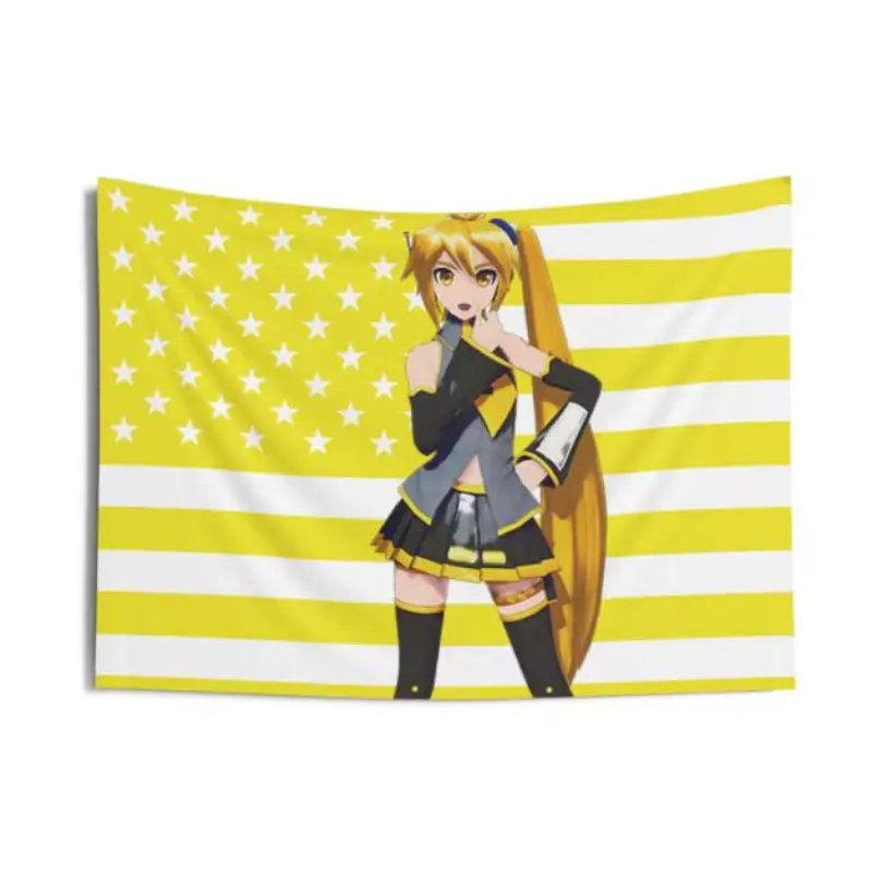 Neru, Vocaloid, Akita, American Flag, Triple Baka ,Indoor Wall Tapestries, Home Decor, Tapestry Wall Hanging, Room Decoration, Anime Lover Modern Stripe Design Decorative Linen Cotton bedroom decor tapestry mens room decor bedroom decorations cool stuff t