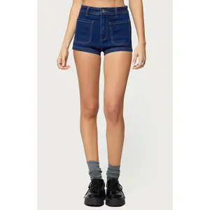 Edikted Women's Saren High Rise Denim Micro Shorts