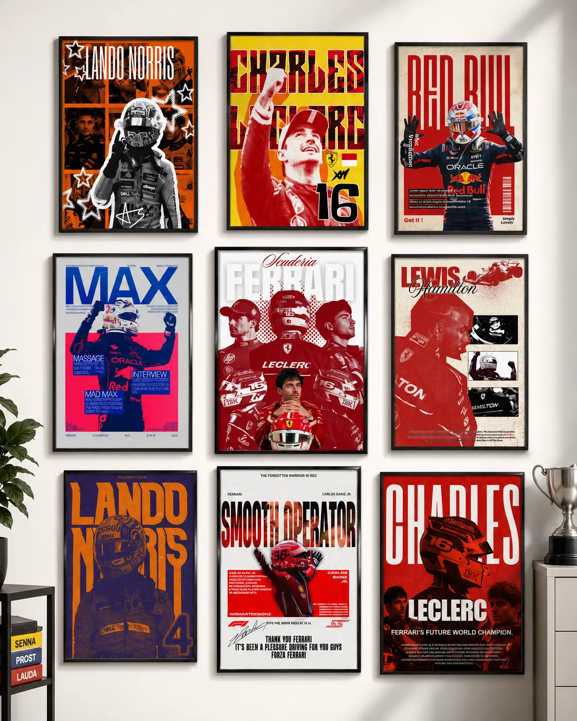 Formula 1 Racing Collage Poster Vintage Motorsport Wall Art For Bedroom Man Cave Garage Sports Bar Decor