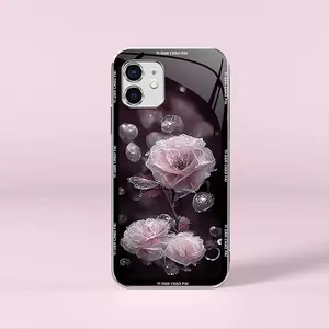 Night Dew Flower for【iPhone 12 Mini】Elegant Electroplating Glass Case--975