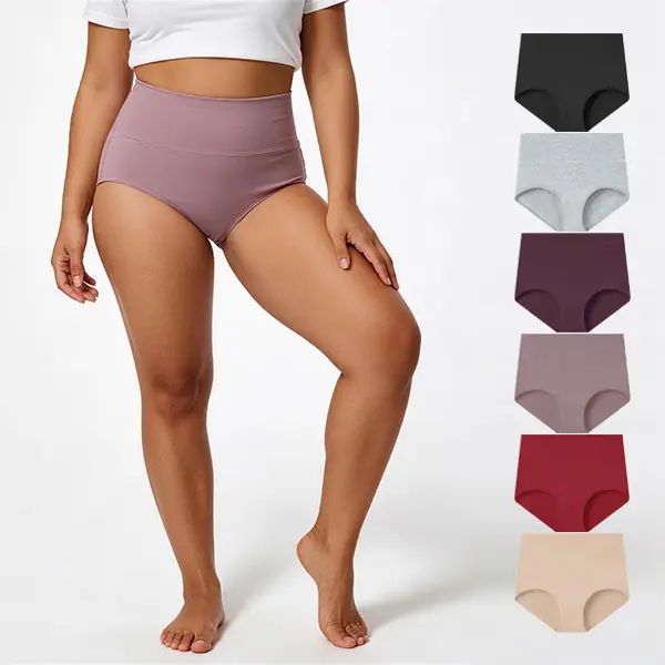 MhzyCaus 6-Pack High-Waisted Cotton Women's Panties, Silk-Soft & Airy, Snug Full Coverage Briefs for Daily Hustle, Flexible & Fade-Proof, Unstoppable Comfort lady panty invisible tummy control bikini breathable comfortable knicker underwear basic
