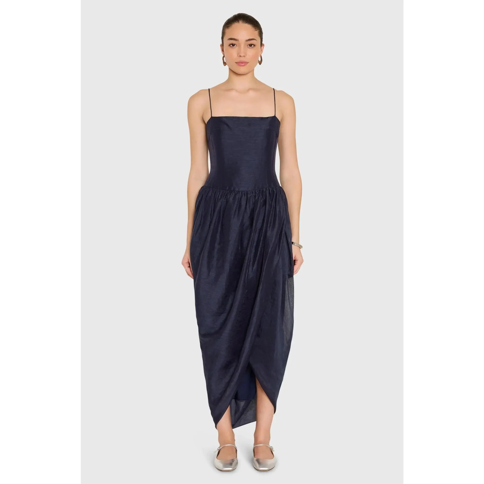 Amanda Uprichard Castello Midi Dress in Navy