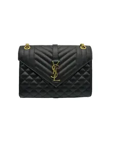 Pre-owned Yves Saint Laurent Saint Laurent HZ9 (YSL) Envelope Bag – Black & Gold, Caviar Leather 70933