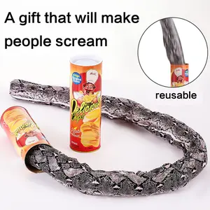 Large Potato Chip Style Jumping Spring Snake Can - 1pc Gag Prank Gift for April Fool’s Day, Halloween Party Decorations (Toys & Hobbies, Classic & Novelty Toys, Practical Jokes)