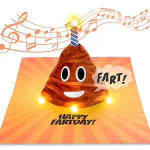 Farting Plush Pop Up Birthday Card – Plays Hilarious Farting Version of Happy Birthday Song, Lights Up in Sync to Music, 3D Popup Birthday Card, Funny Birthday Card for Men & Kids, Musical Bday Card