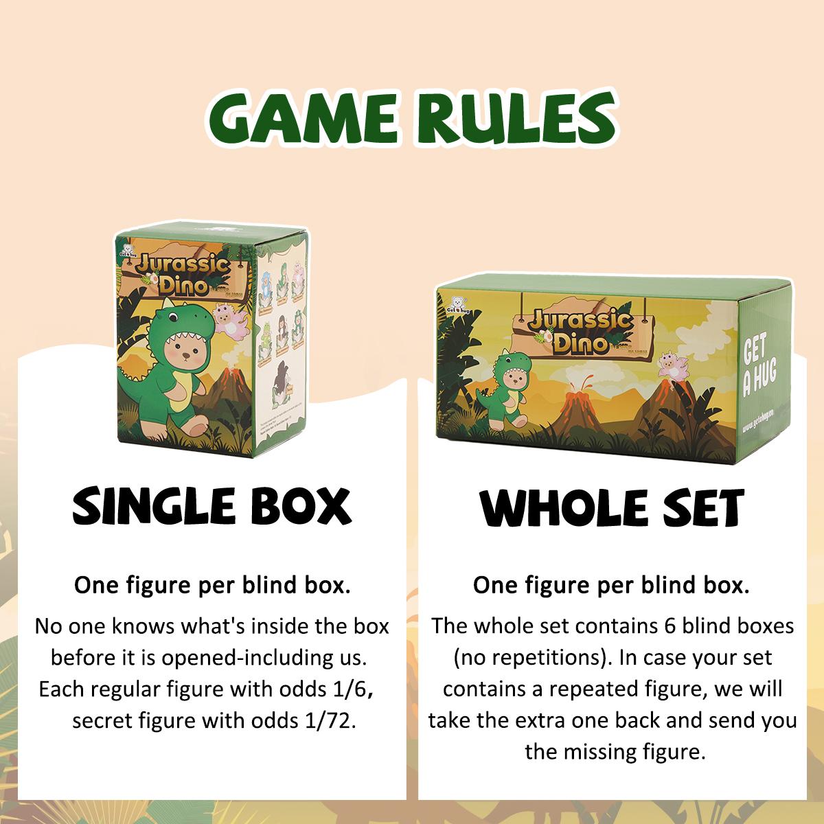 Getahug Jurassic Dino Series Plush Mini Bear Blind Box | 5.9 Inches Bag Charm Keychains Gift