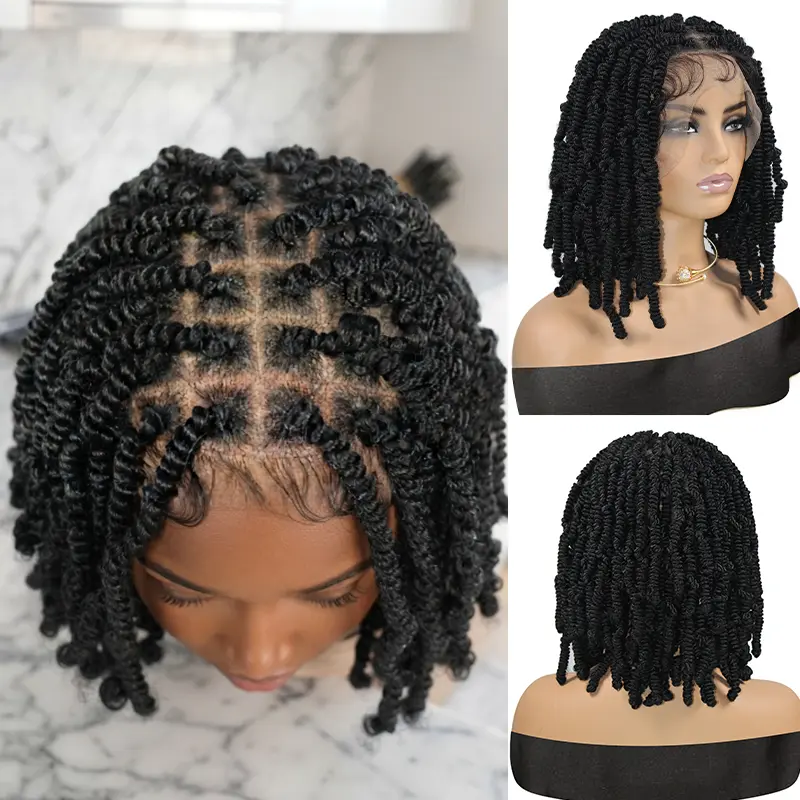 DOSAY Synthetic Short Spring Passion Twist Braided Wigs 12" Short Bob Butterfly Locs Crochet Hair Pre Twisted Passion Twist Distressed Faux Locs Braids Synthetic Hair For Women Cabello