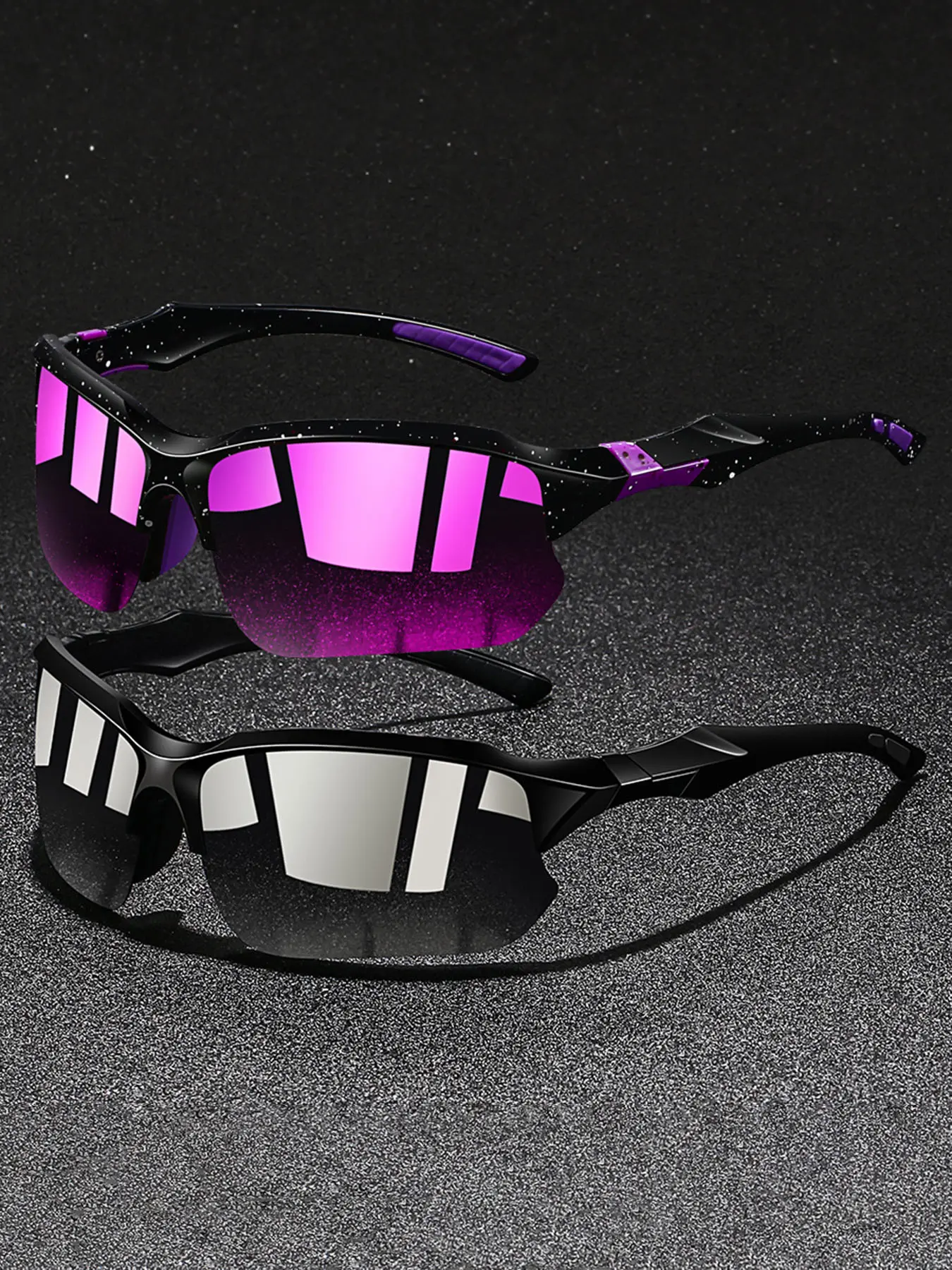 2 pairs of the latest model half frame sports glasses,provide multiple color options,classic color blocking frame collocation rubber nose pad,stylish comfortable design,suitable for both men and women,suitable for various outdoor activities