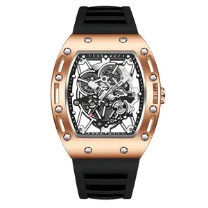 BlackGold Men's Luxury Barrel-shaped Skeleton Waterproof Watch for Outdoor Back to School Parties Daily & Fall Ideal Birthday Gift with Box