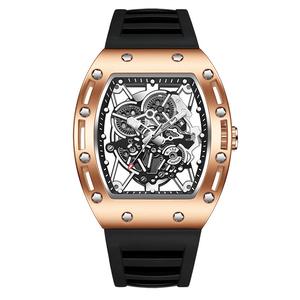 BlackGold Men's Luxury Barrel-shaped Skeleton Waterproof Watch for Outdoor Back to School Parties Daily & Fall Ideal Birthday Gift with Box