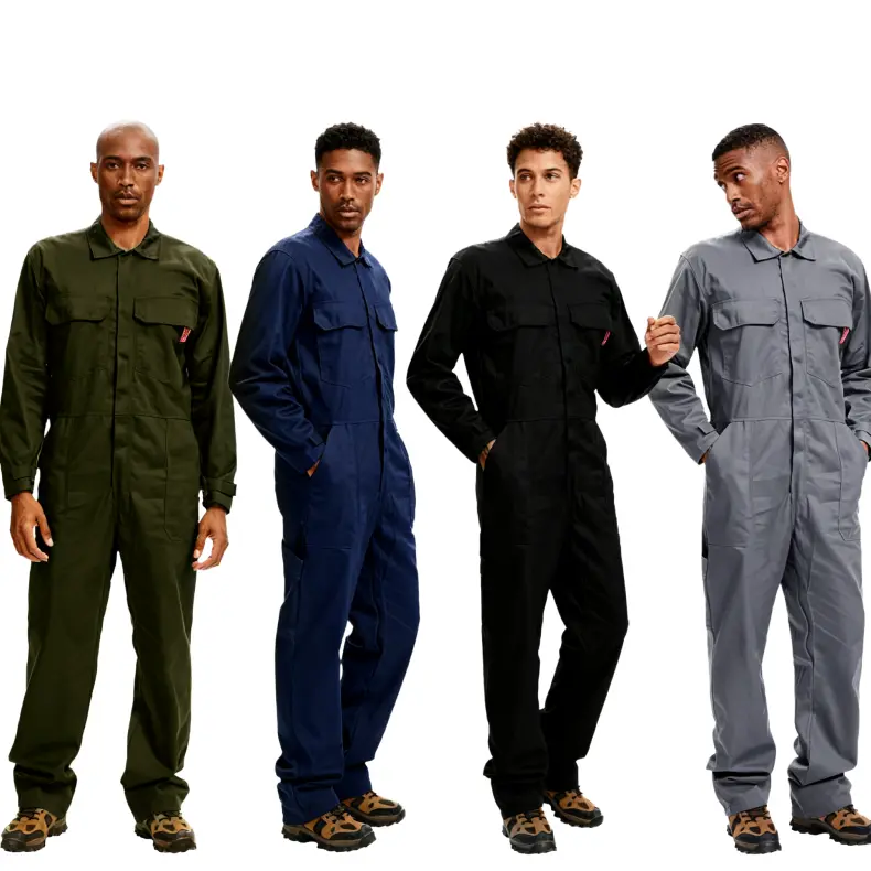 work idea Men's 100% Cotton Minimalist Long-Sleeve Button Coveralls Work Uniforms - Loose, Large, All Seasons, Elastic Waistband, Multiple Pockets, Plain, High-Quality Fabric, Army Green, Workwear, Fancy Dress Party Ready, Menswear, Front Zipper Makes Ent