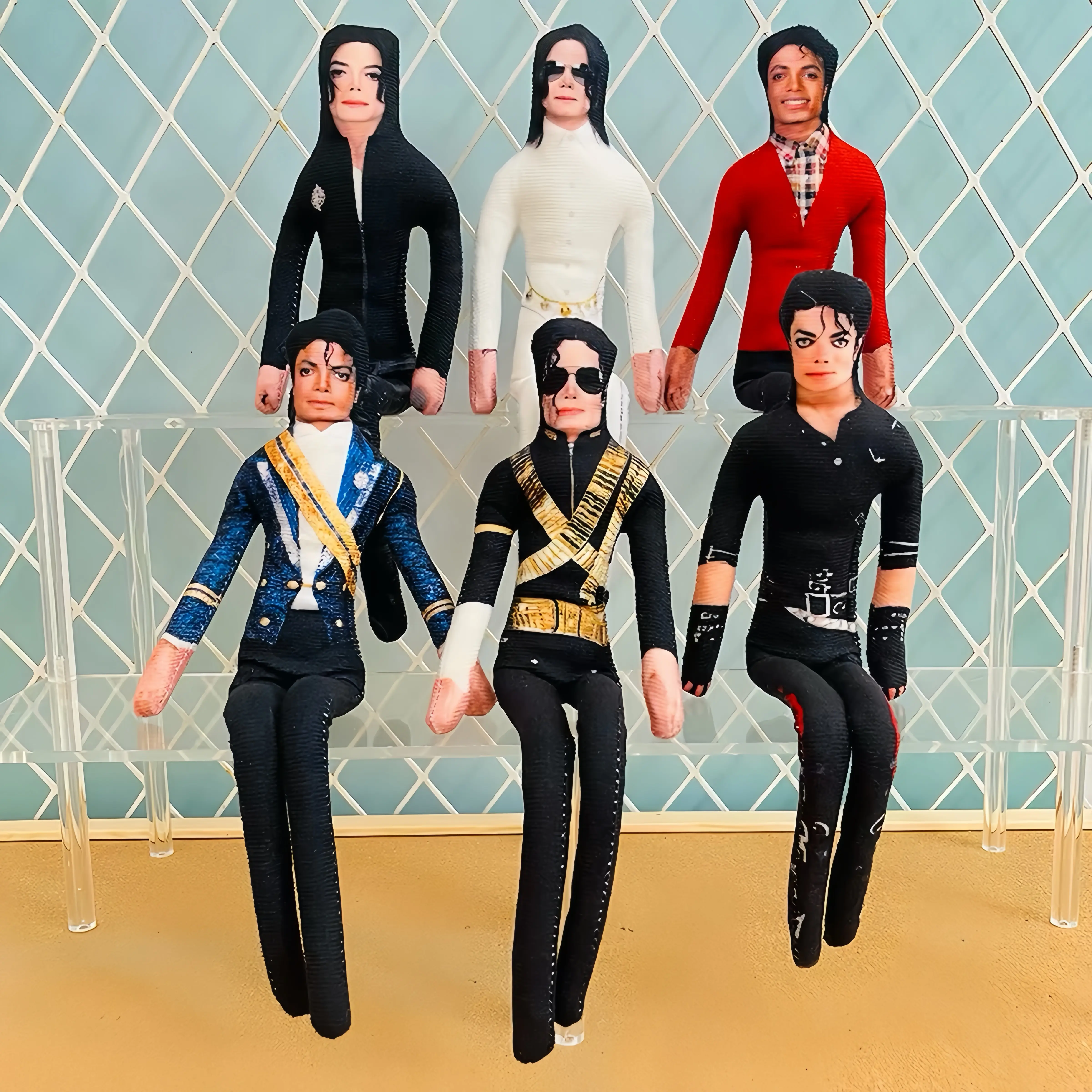 28cm Michael Jackson Poseable Plush Doll - Bendable Wire Skeleton, Double-Sided Print Collectible Stuffed Toy for Pop Fans, Home Decor Doll Ornament