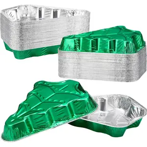 50 Pcs Extra Large Aluminum Christmas Tree Cake Pans Bulk 39 oz Disposable Christmas Tree Shaped Foil Pans Cake Containers Xmas Cookie Tins for Holiday Party Roasting Kitchen Baking Supply